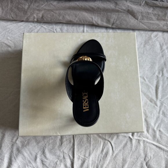 Versace Black Mules with Gold Medusa - Picture 3 of 10